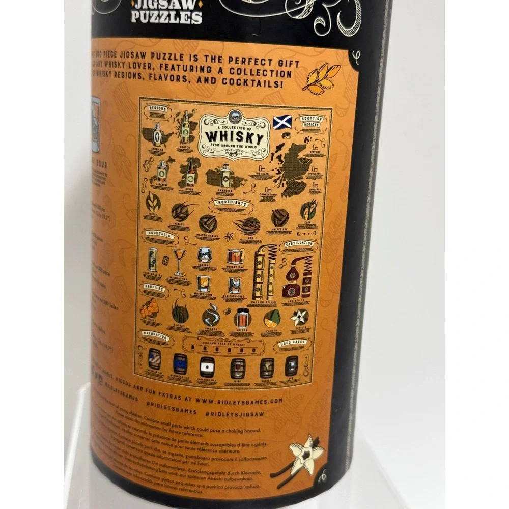 Ridley's Games Whisky Lover's 500 Piece‎ Jigsaw Puzzle in Decorative Tube New